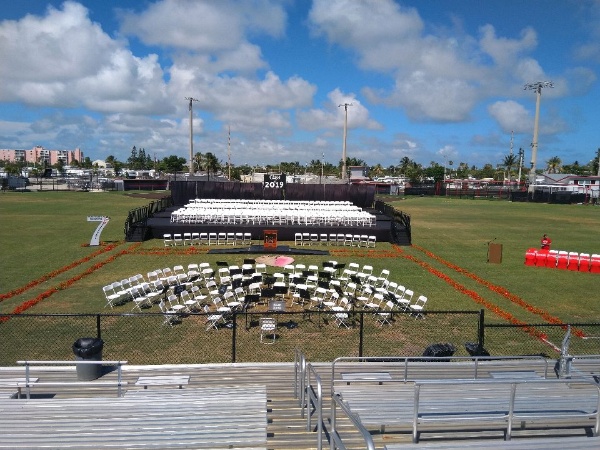 5-31-19 Key West HS 40x64 tiered stage 36 42 48 guard rails outdoor sports 2