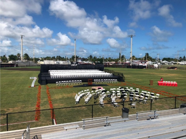 5-31-19 Key West HS 40x64 tiered stage 36 42 48 guard rails outdoor sports